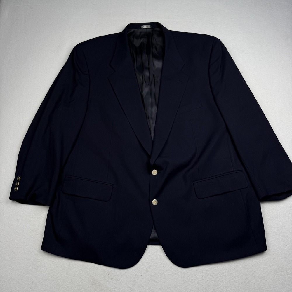 Vintage Burberrys Blazer Mens 50 Navy Super 100s Wool Gold Button Jacket 90s